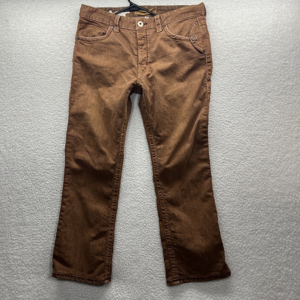 Blue Tattoo Jeans Womens 36 Brown Flare Bell Wide Leg Skeletor Embroidered Y2K